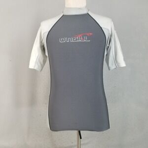 O'Neill‎ Rash Guard Men M/L Gray Short Sleeve UV Protection Mock Neck Swim Shirt